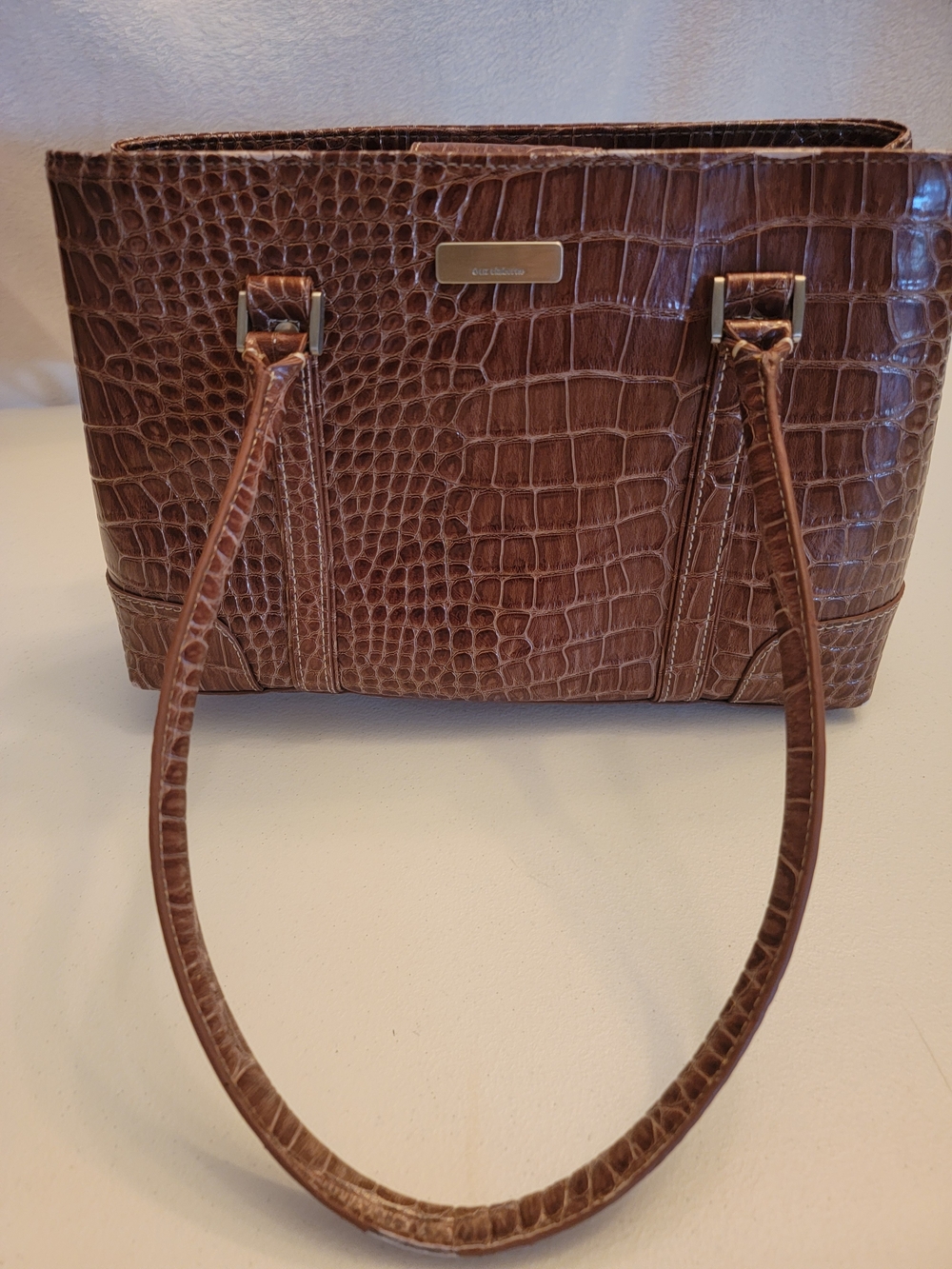 Liz Claiborne Brown Croc-Embossed Tote Bag